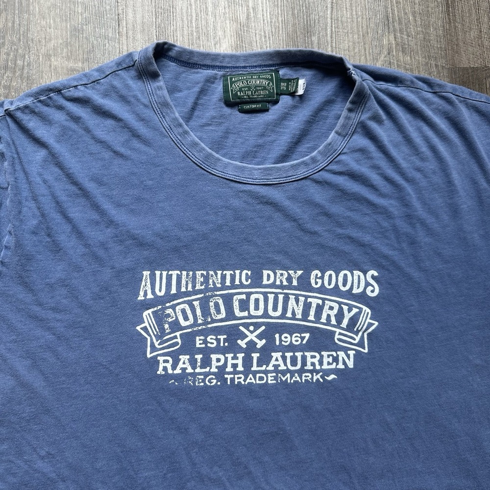 Polo Ralph Lauren Polo Country T Shirt Men 3XB Blue Authentic Dry Goods Graphic